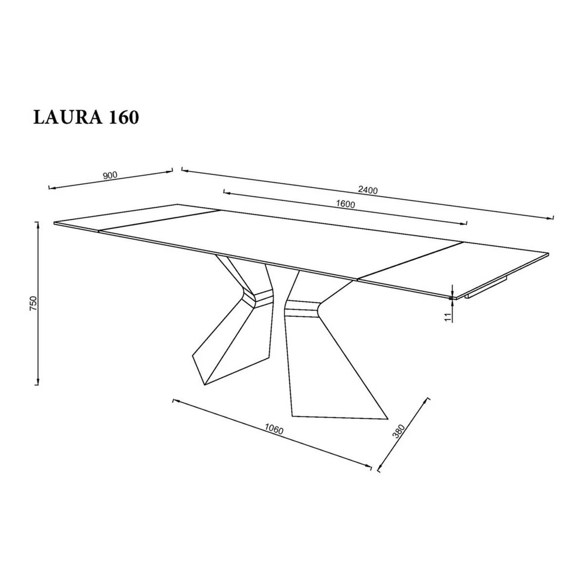Стіл обідній розкладний Laura Ceramic 160-240x90x75 бежевий матовий/бежевий