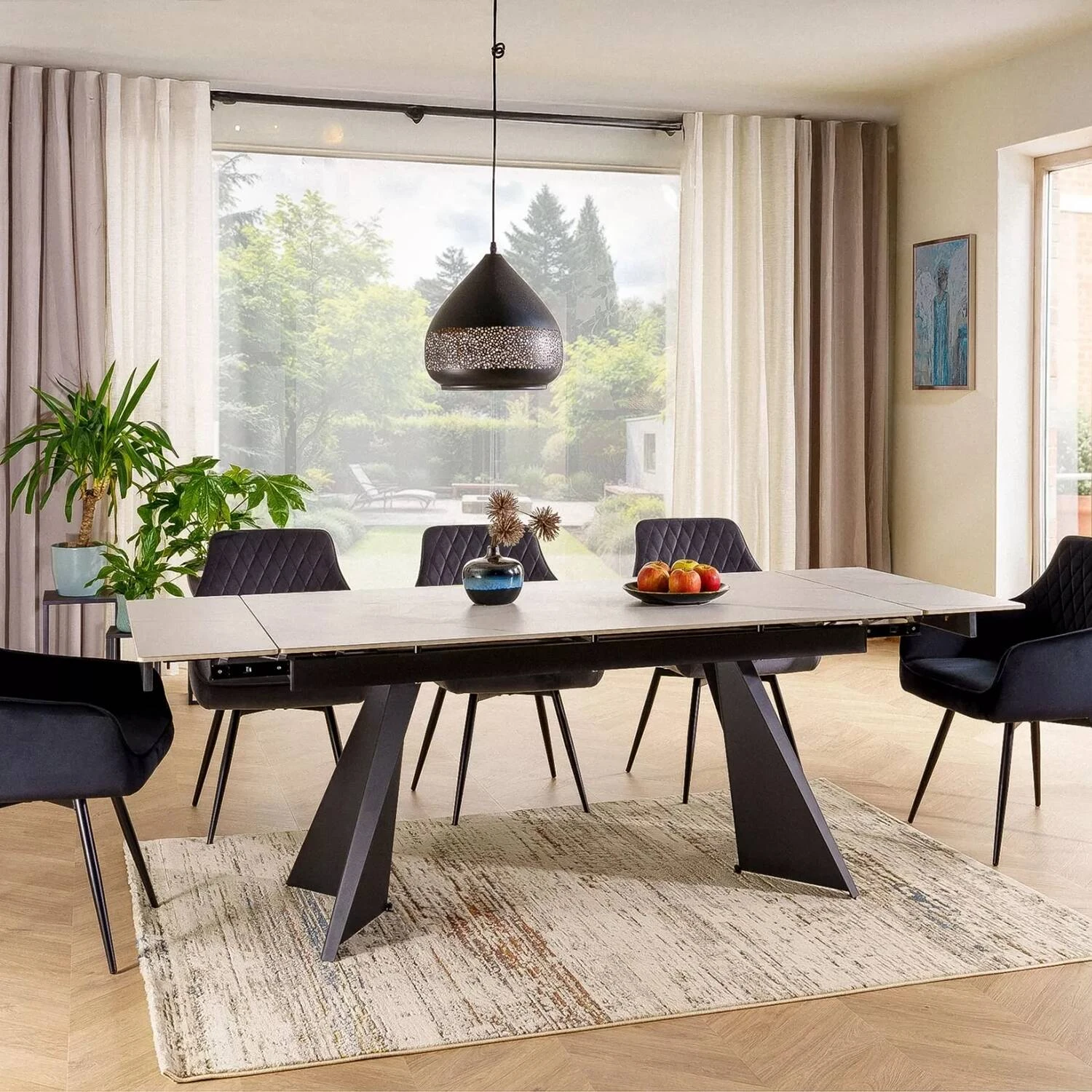 Стіл обідній розкладний Signal Laconi 160-220x90x75 білий/чорний