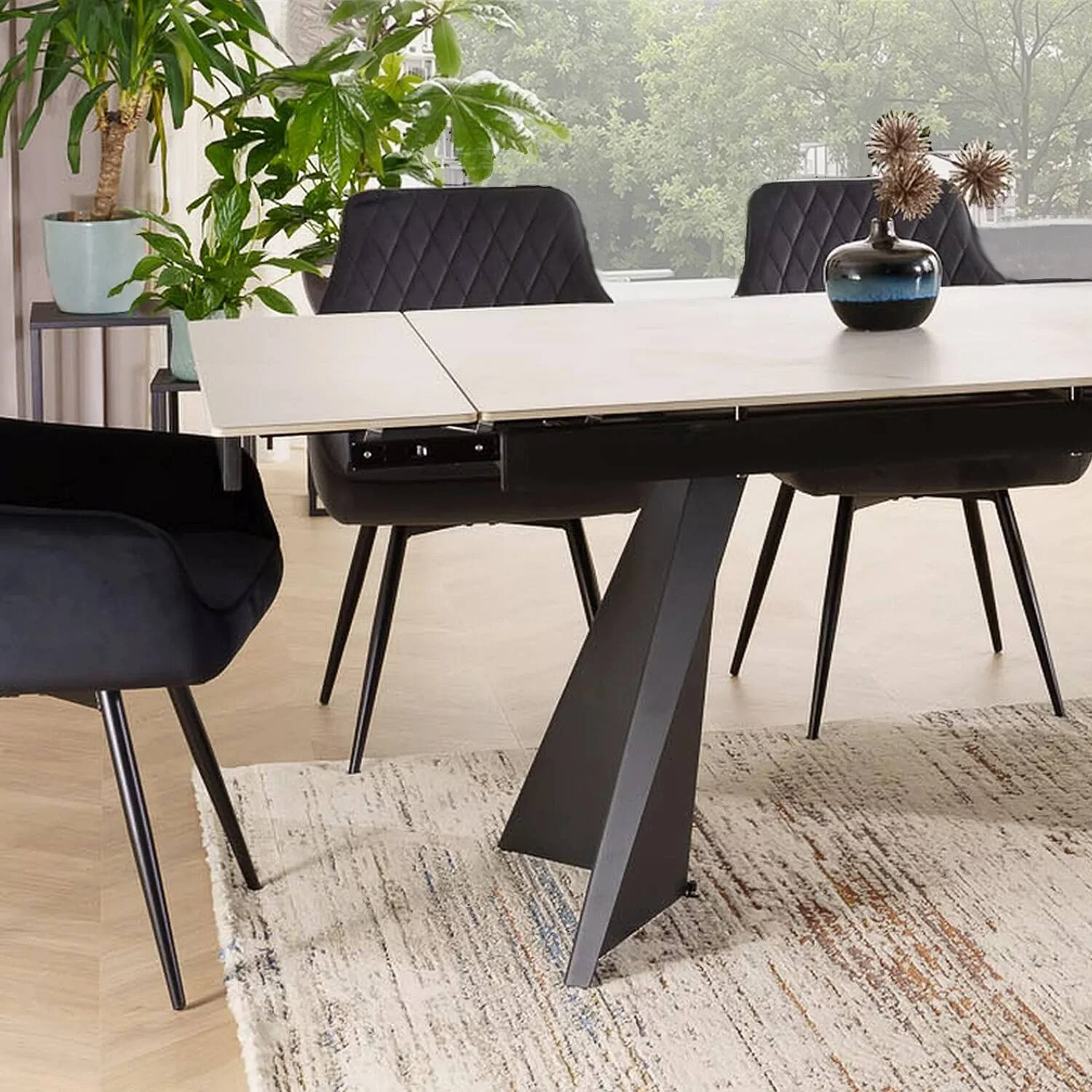 Стіл обідній розкладний Signal Laconi 160-220x90x75 білий/чорний