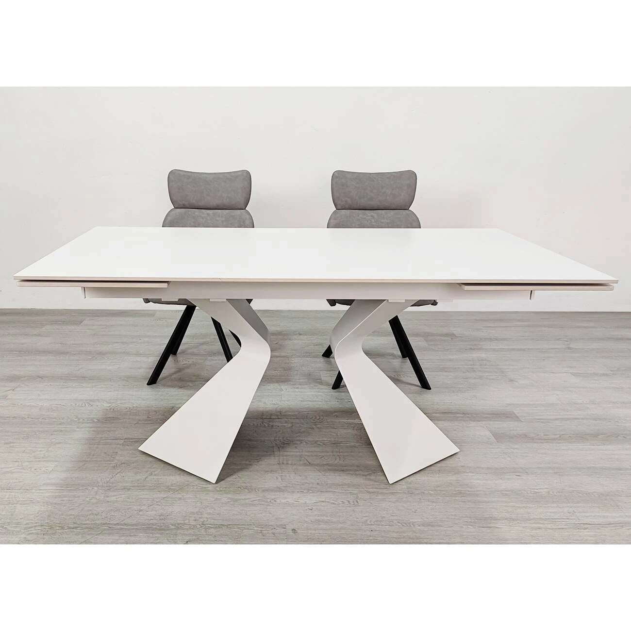 Стіл обідній розкладний Laura Ceramic 160-240x90x75 білий матовий/білий (кераміка+метал)