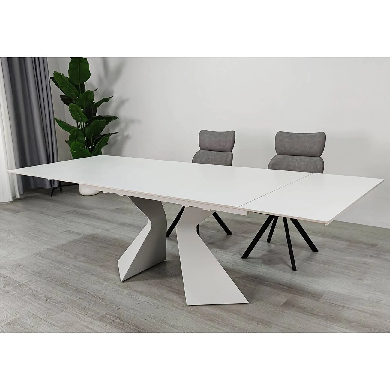 Стіл обідній розкладний Laura Ceramic 160-240x90x75 білий матовий/білий (кераміка+метал)