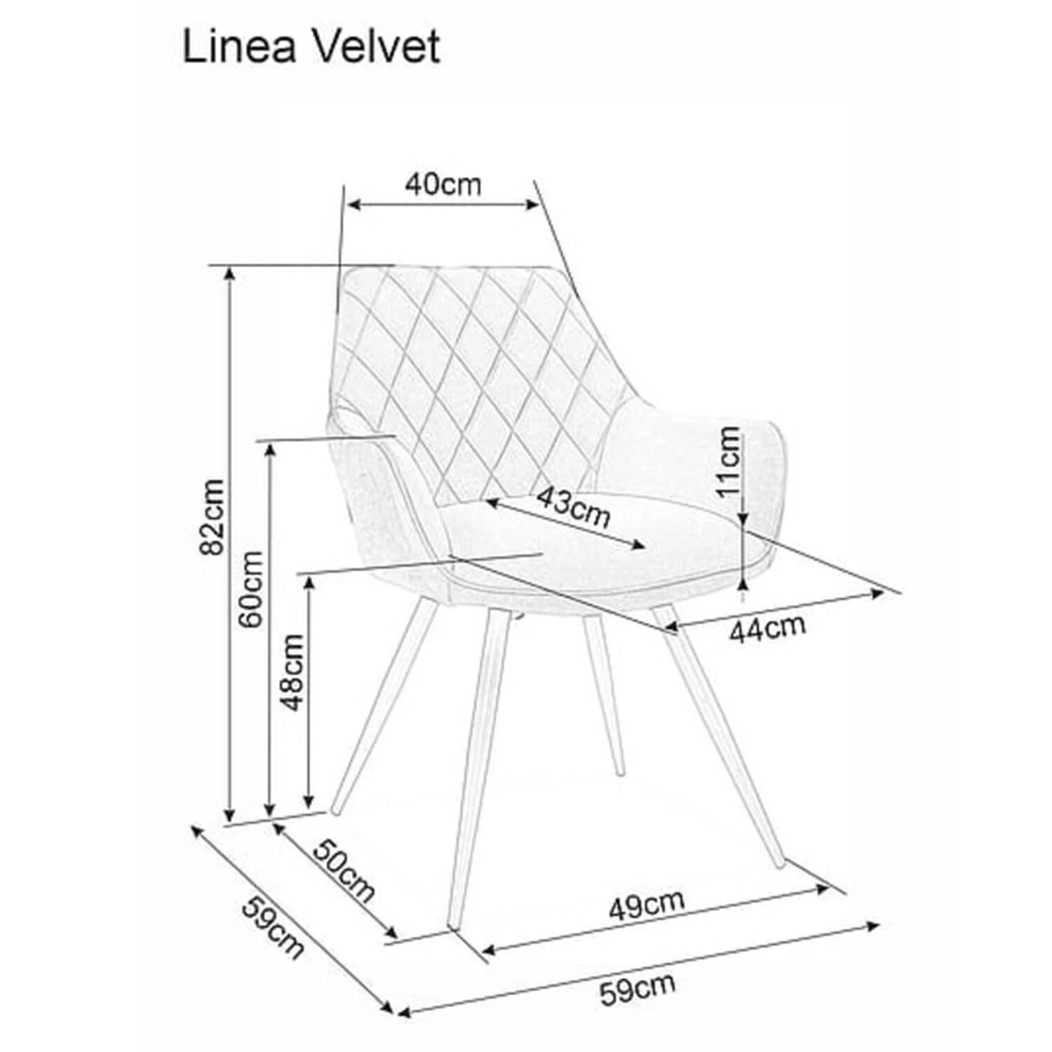 Стілець обідній Signal Linea Velvet чорний метал/синій bl.86 оксамит