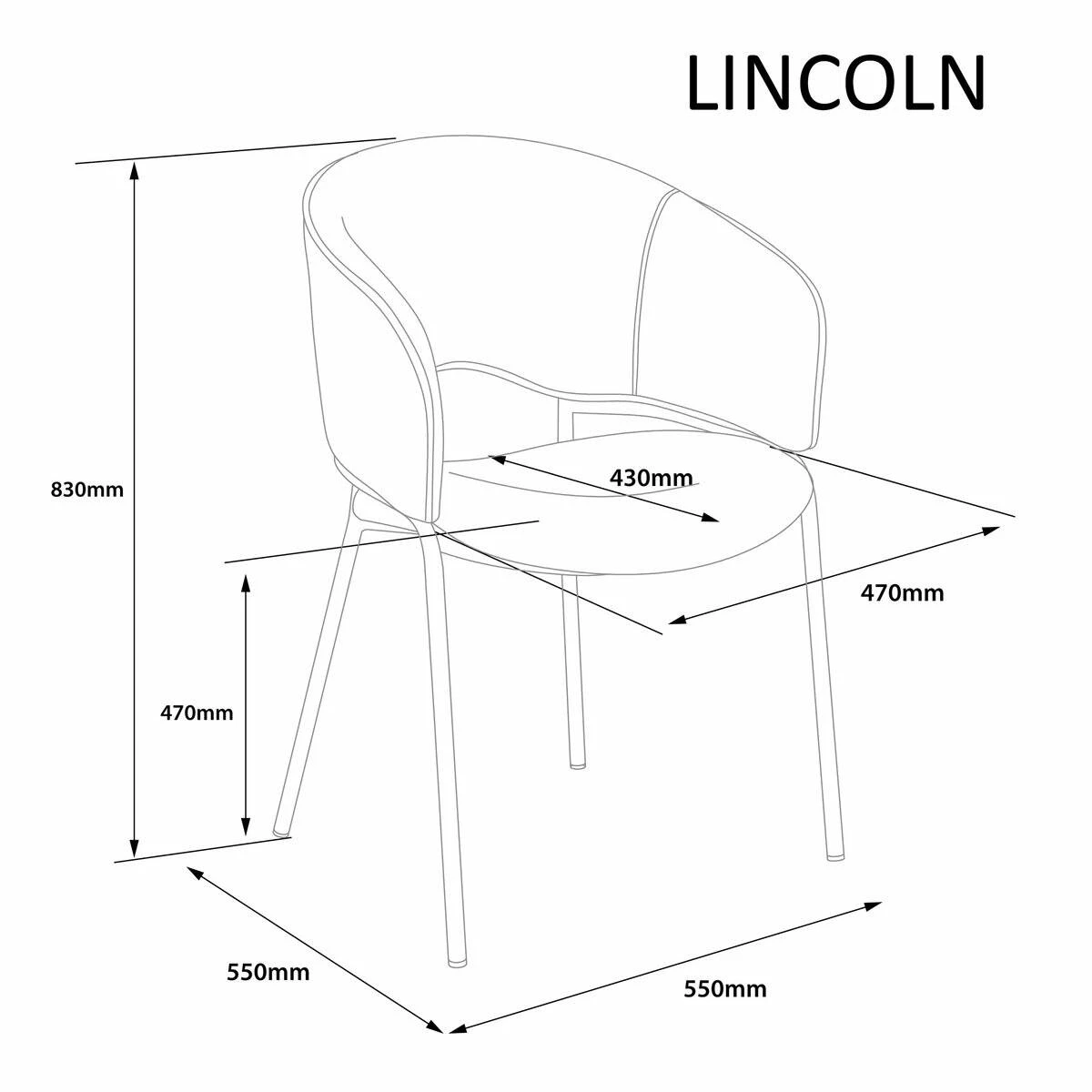 Стілець обідній Lincoln чорний метал/бежева тканина