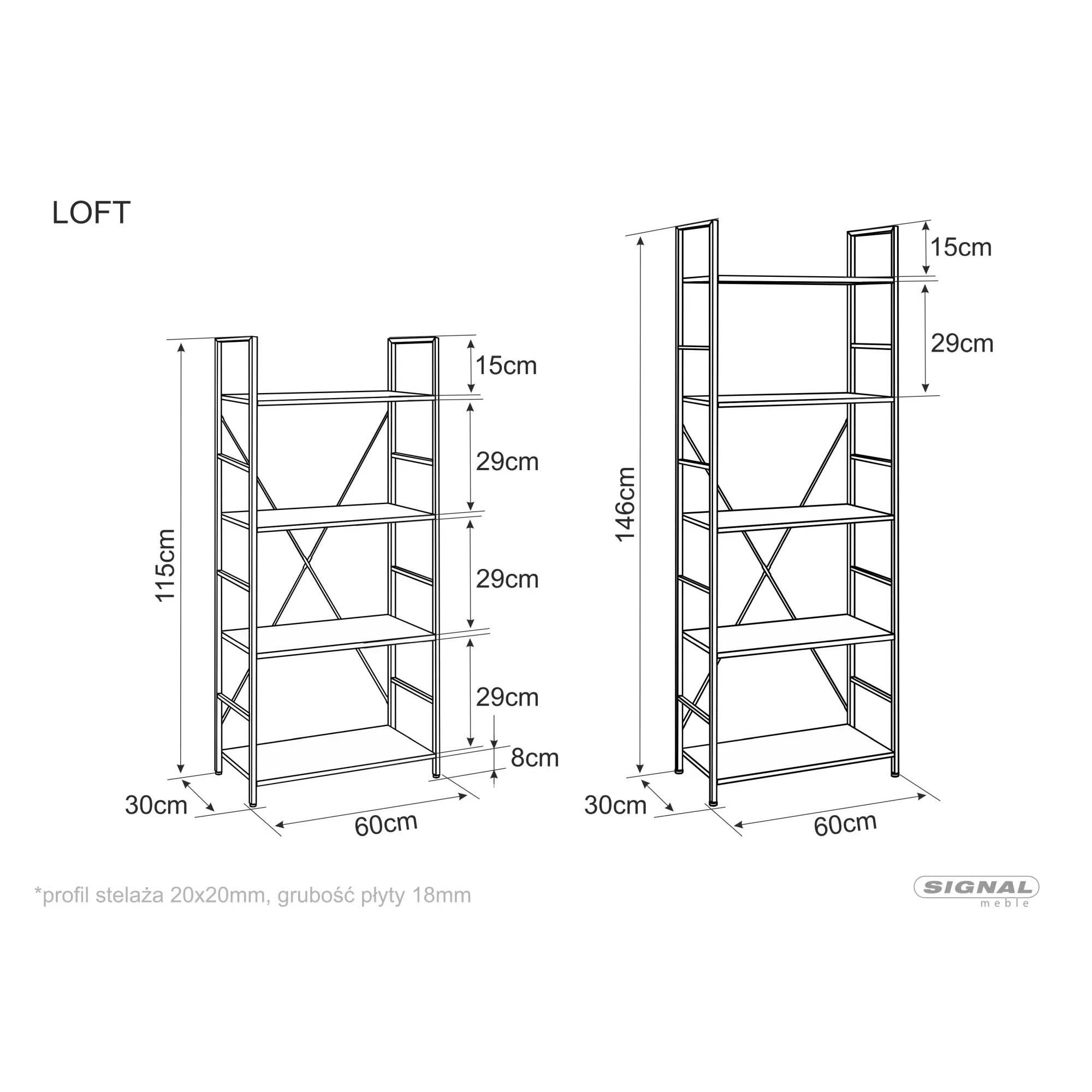 Стелаж Signal LOFT R5 Чорний 146х60х30 LOFTR5C