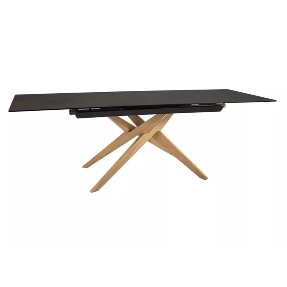 Стіл обідній розкладний Signal Loreto Ceramic 180-230x90x76 коричневий ossido bruno/дуб