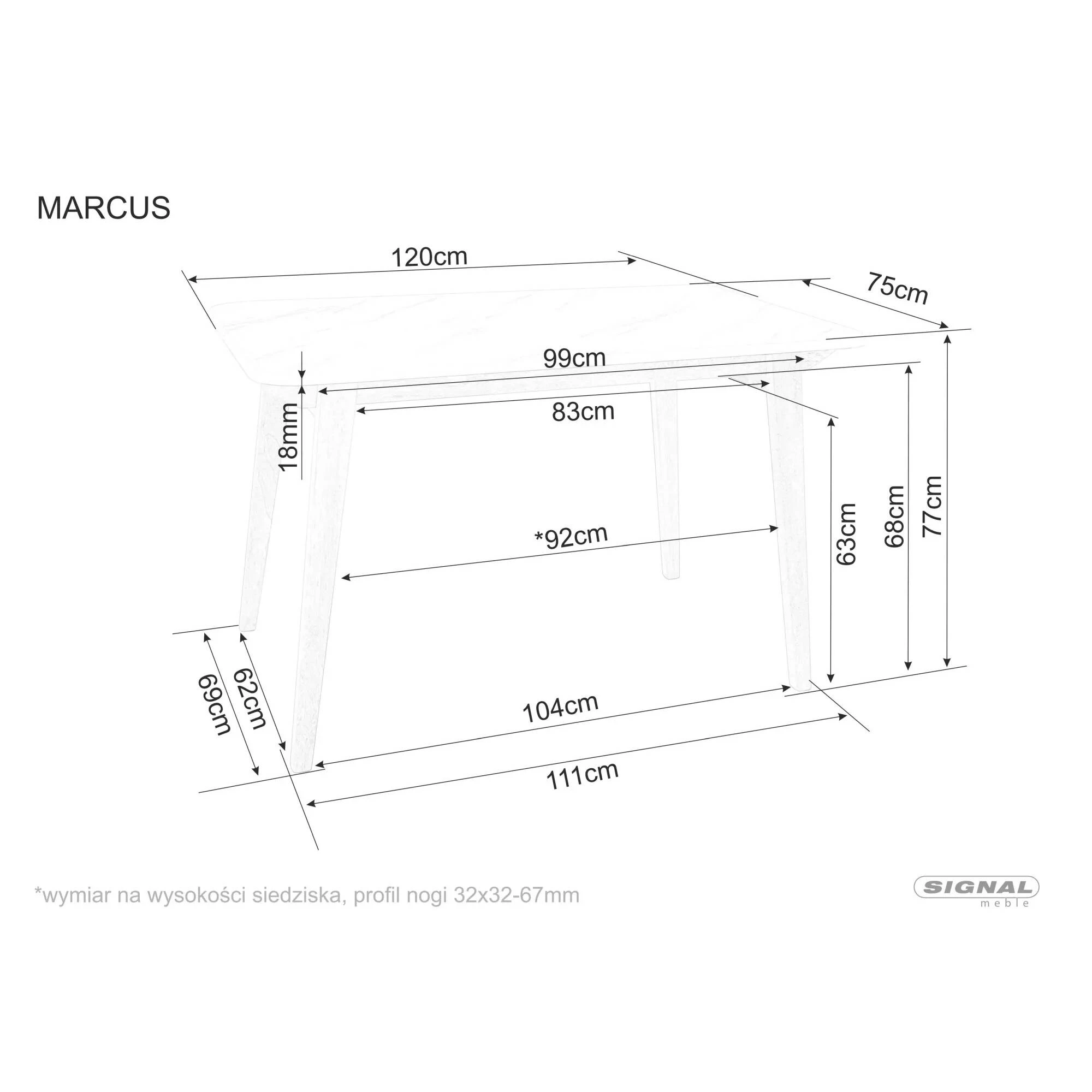 Стіл обідній Signal MARCUS 120*75 білий еф. MARCUSBMAD120
