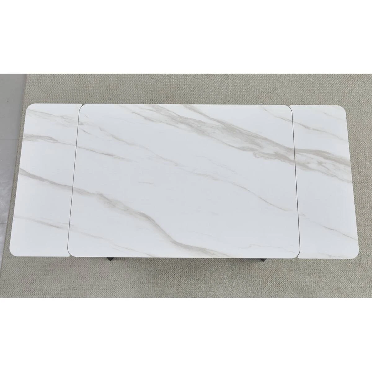 Стіл обідній розкладний Madrid Ceramic 120-180x85x77 білий глянець/чорний каркас
