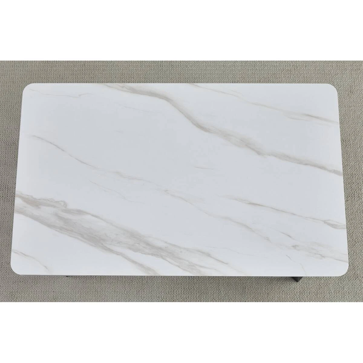 Стіл обідній розкладний Madrid Ceramic 120-180x85x77 білий глянець/чорний каркас