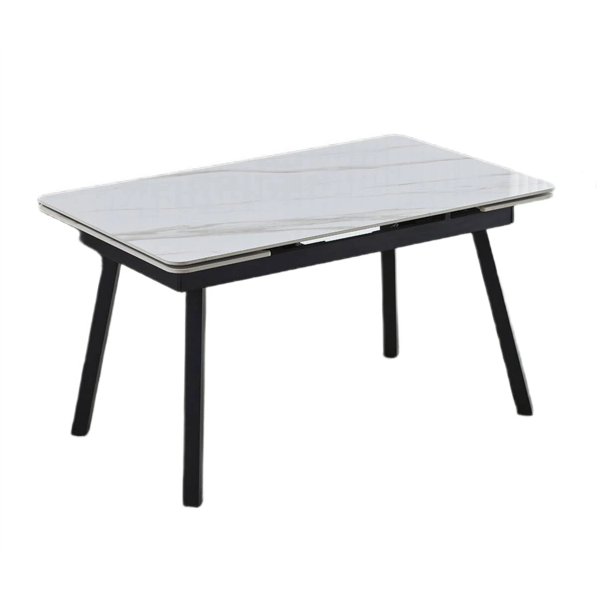Стіл обідній розкладний Madrid Ceramic 120-180x85x77 білий глянець/чорний каркас