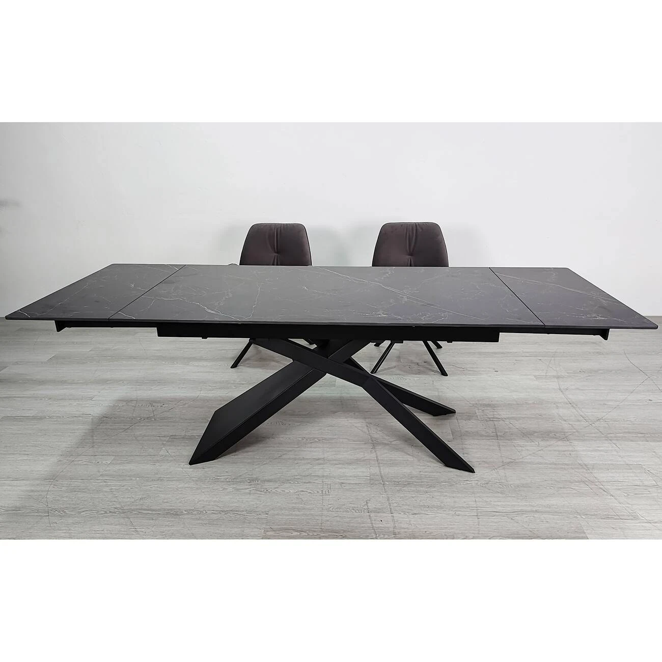 Стіл обідній розкладний Madison Ceramic 160-240x90x75 чорний матовий/чорний (кераміка+метал)