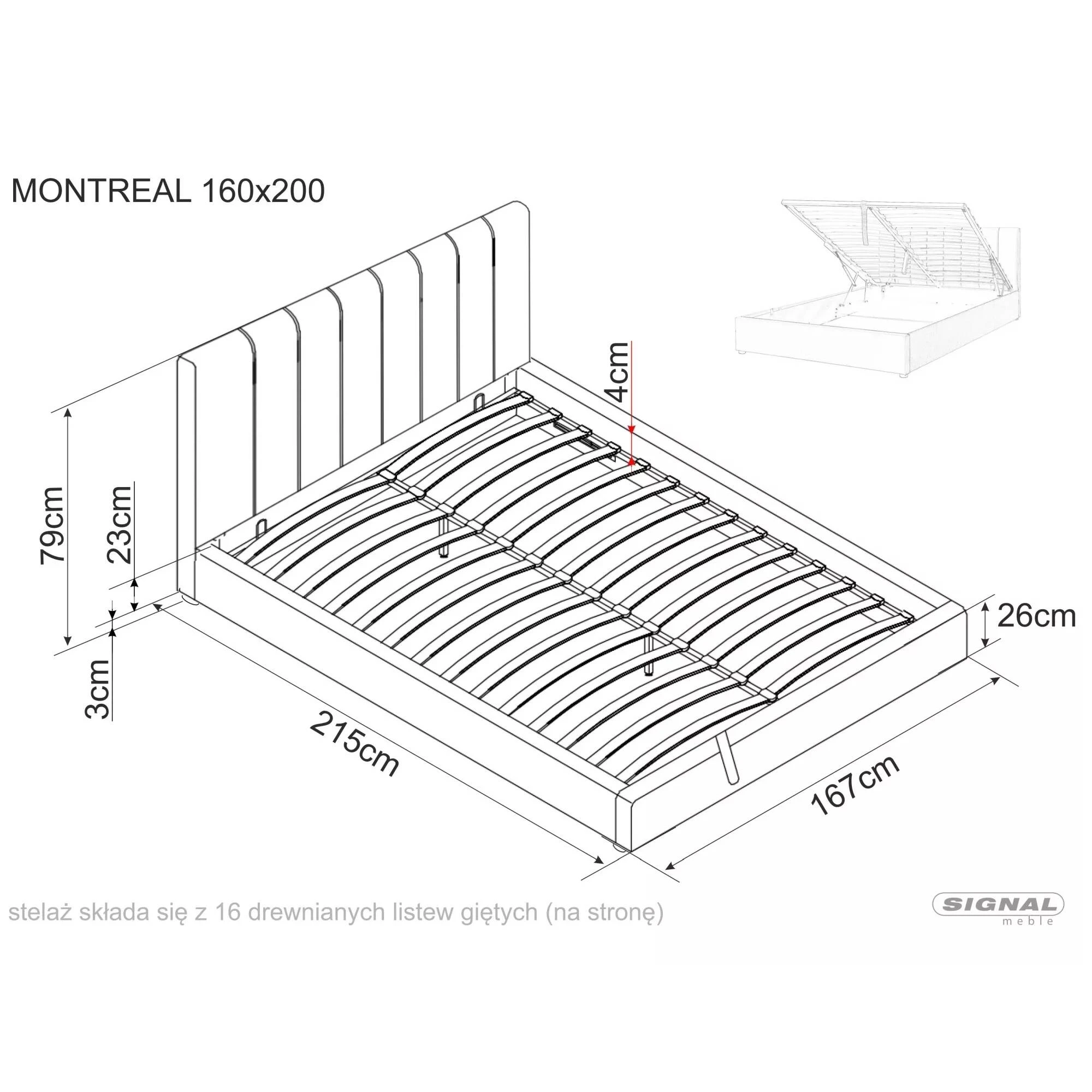 Ліжко двоспальне Signal MONTREAL VELVET 160X200 Бежевий BLUVEL 28 MONTREALV160BE