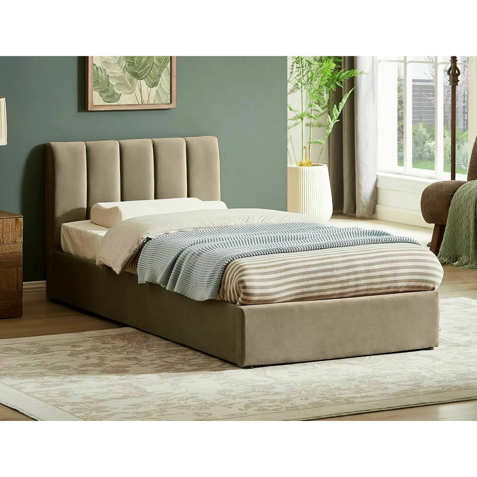 Ліжко односпальне Signal MONTREAL VELVET 90X200 Бежевий BLUVEL 28 MONTREALV90BE