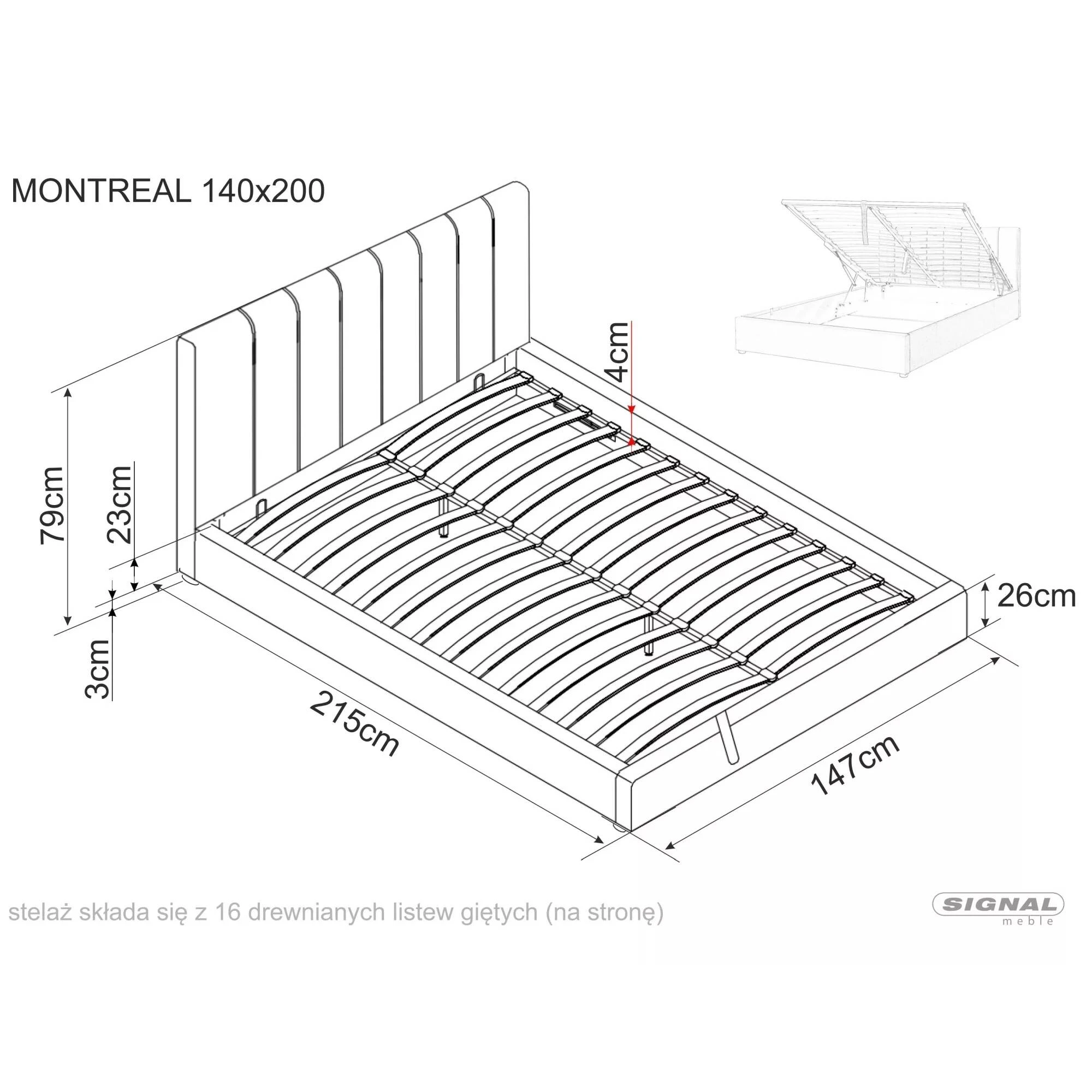 Ліжко полуторне Signal MONTREAL VELVET 140X200 Бежевий BLUVEL 28 MONTREALV140BE