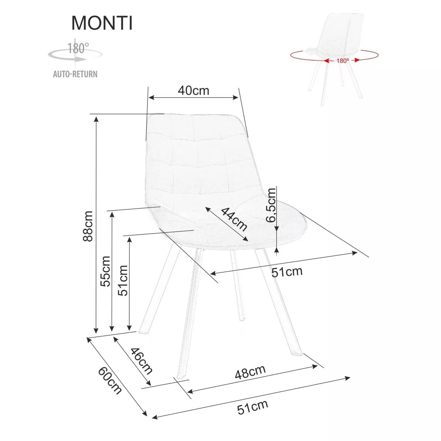 Стілець обідній поворотний Signal Monti Velvet чорний метал/капучино bl.38 оксамит