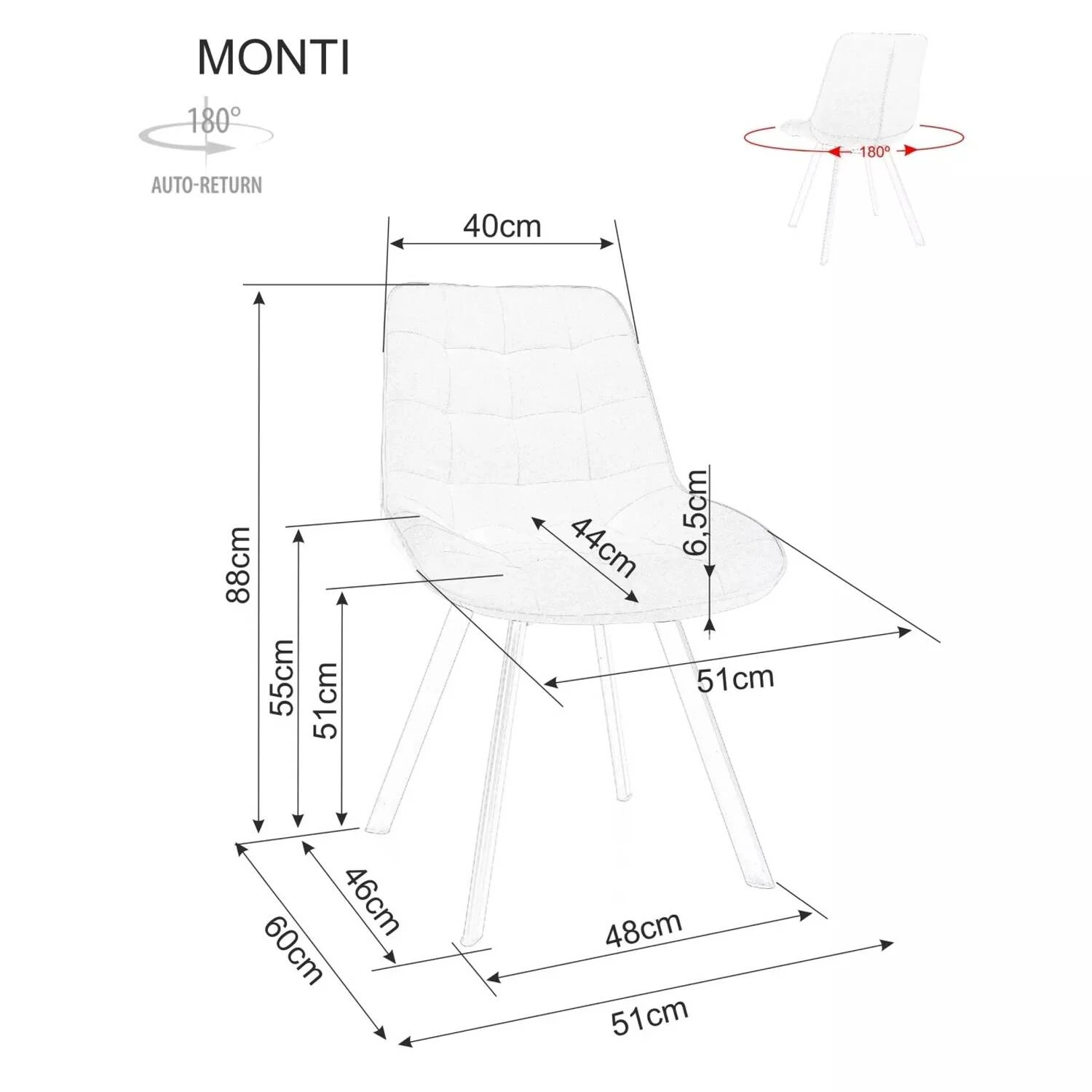 Стілець обідній поворотний Signal Monti Velvet чорний метал/карі bl.68 оксамит