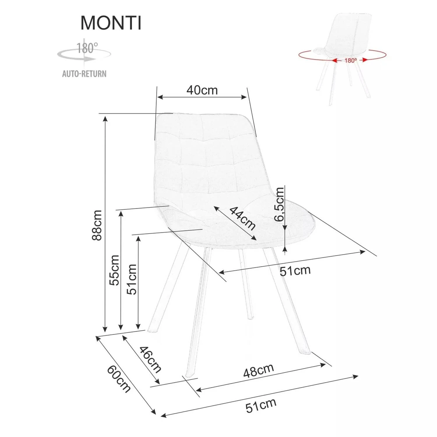 Стілець обідній поворотний Signal Monti Velvet чорний метал/темно-бежевий bl.40 оксамит