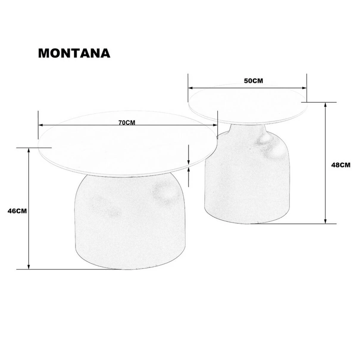 Комплект із 2 журнальних столів Montana білий глянець/чорний