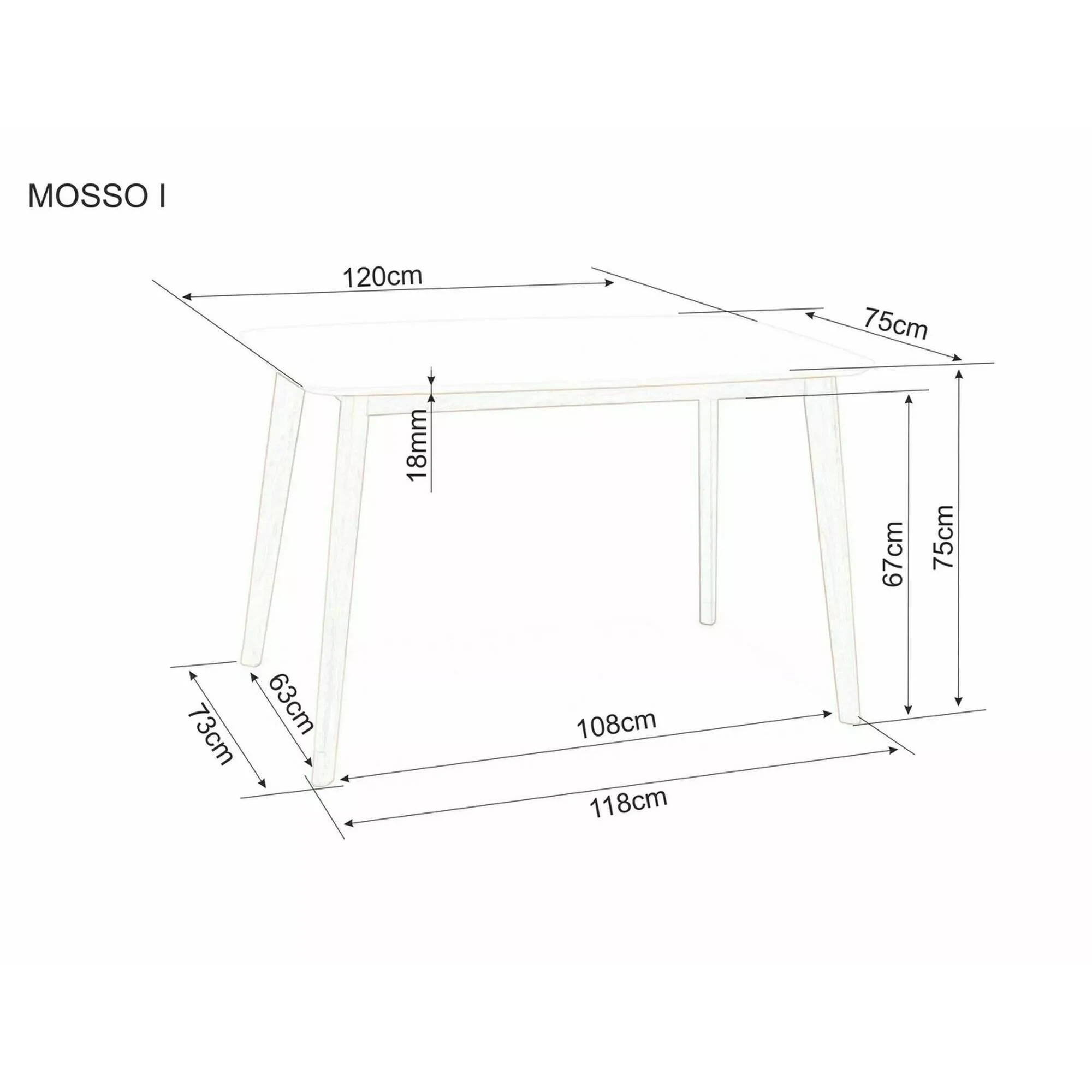 Стіл обідній Signal Mosso I 120х75 Білий MOSSOIBD120