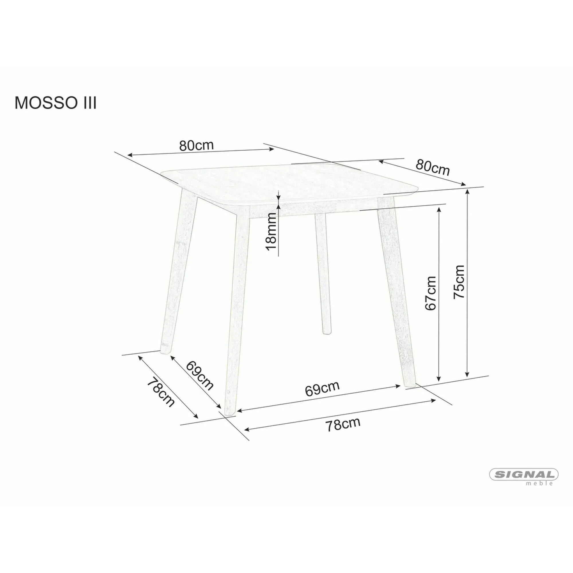 Стіл обідній Signal Mosso III 80х80 Дуб MOSSOIIID80