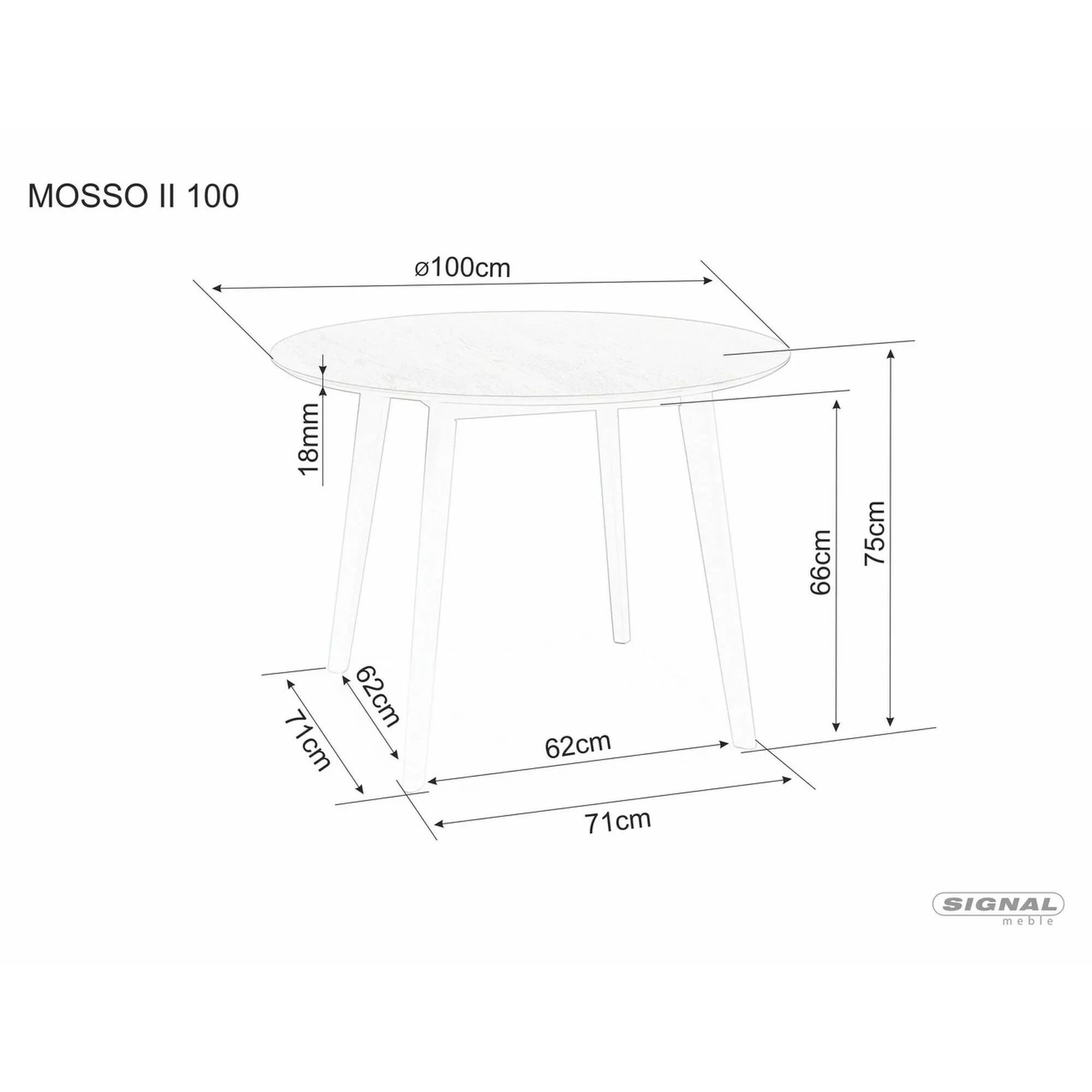 Стіл обідній Signal Mosso II 75х100х100 Білий MOSSOIIBD100