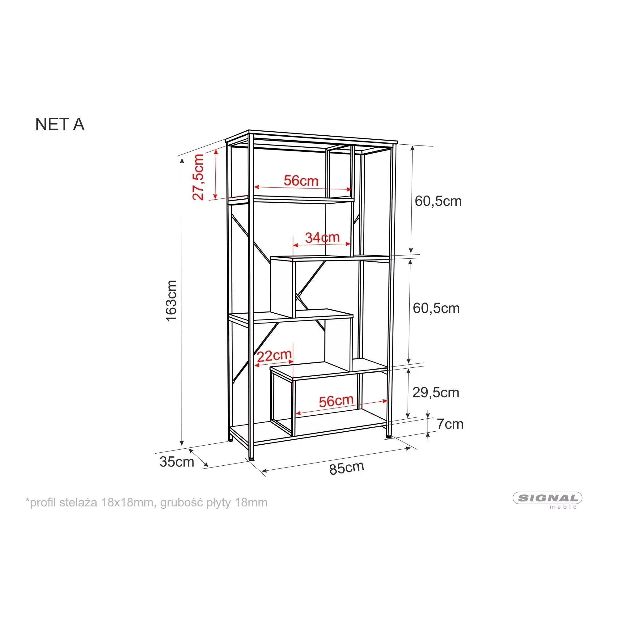Стелаж Signal NET A Чорний 163х85х35 NETAC