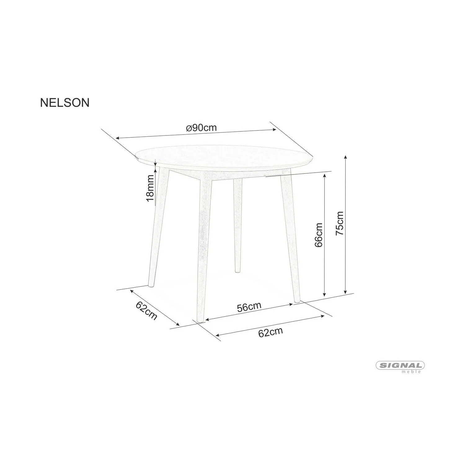 Стіл обідній Signal Nelson 90х90 Дуб медовий NELSONDM90