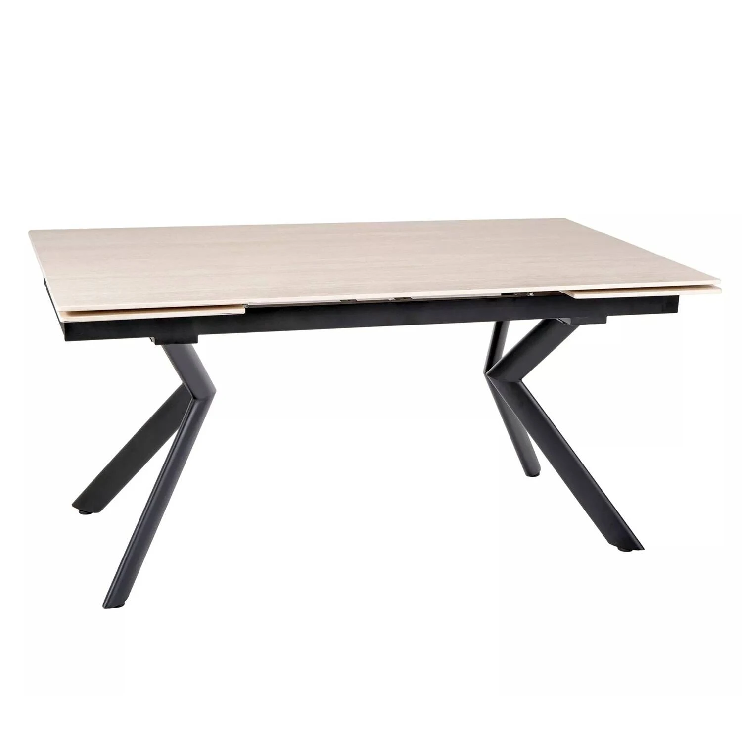 Стіл обідній розкладний Signal Norton 160-240x90x75 бежевий травертин/чорний