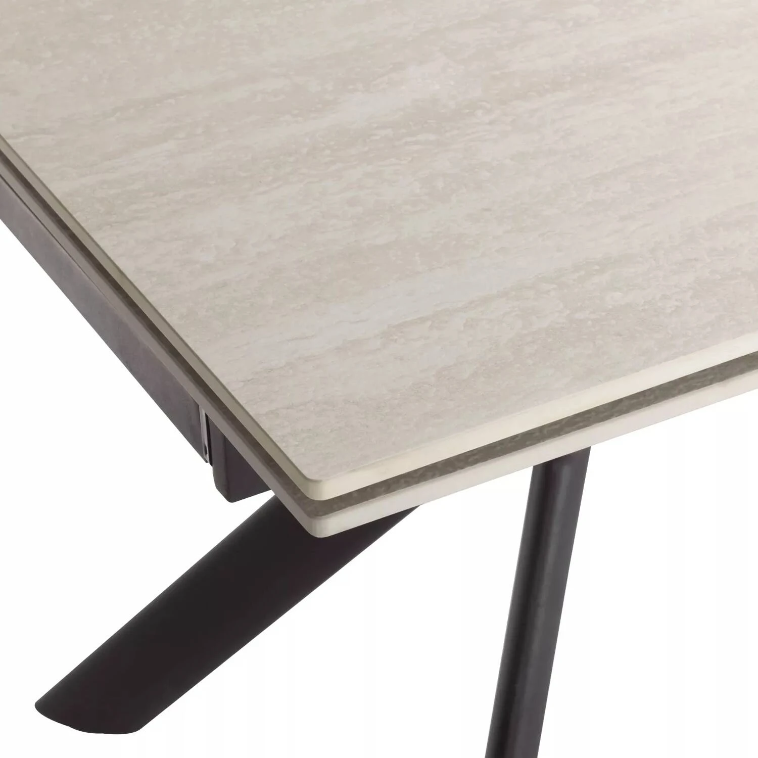 Стіл обідній розкладний Signal Norton 160-240x90x75 бежевий травертин/чорний