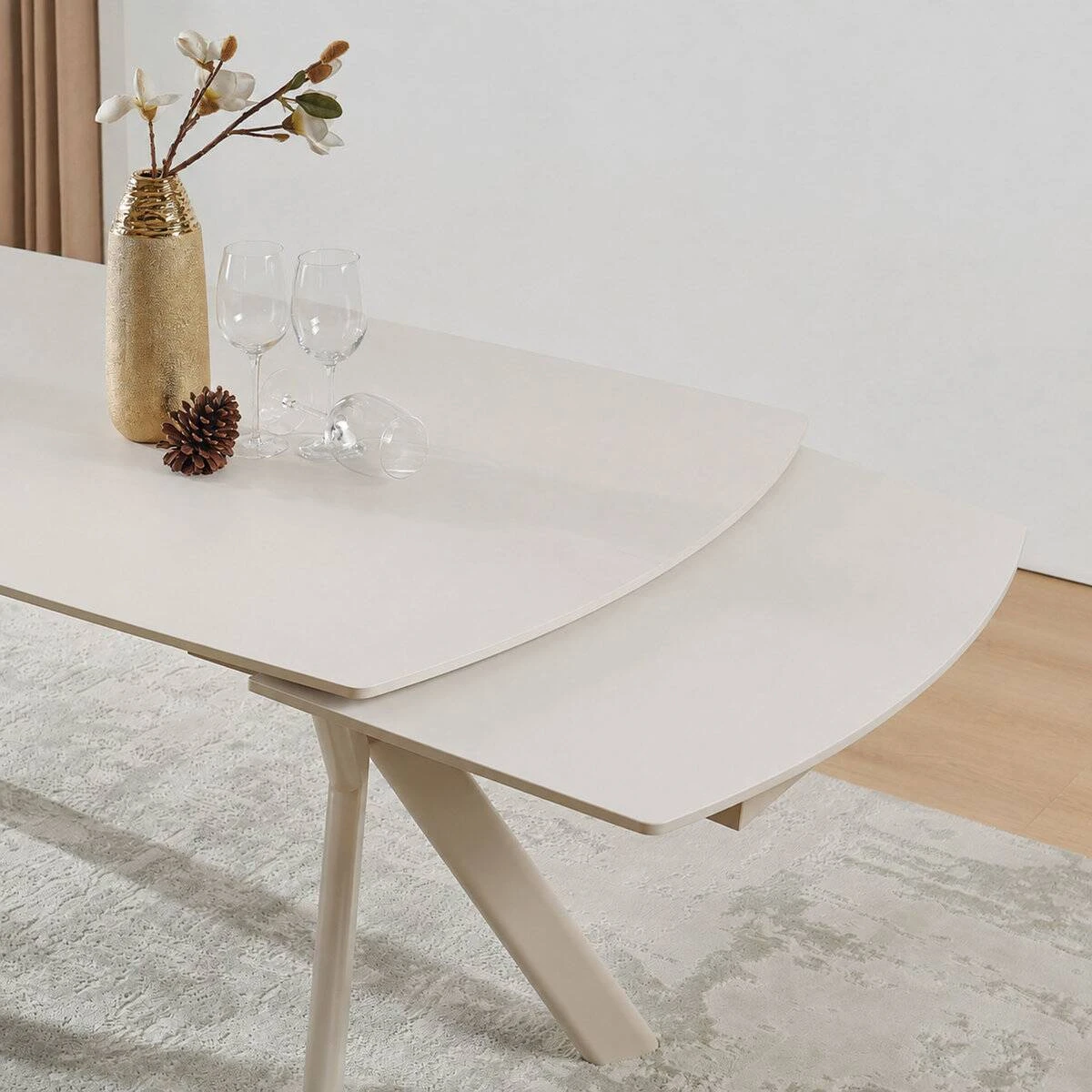 Стіл обідній розкладний Noreen Ceramic 140-200x80x76 білий/кашемір
