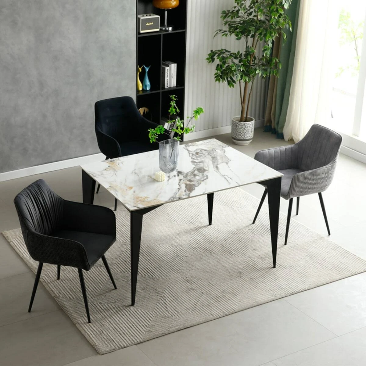 Стіл обідній Norman Ceramic 120x90x76 gold phoenix глянець/чорний каркас