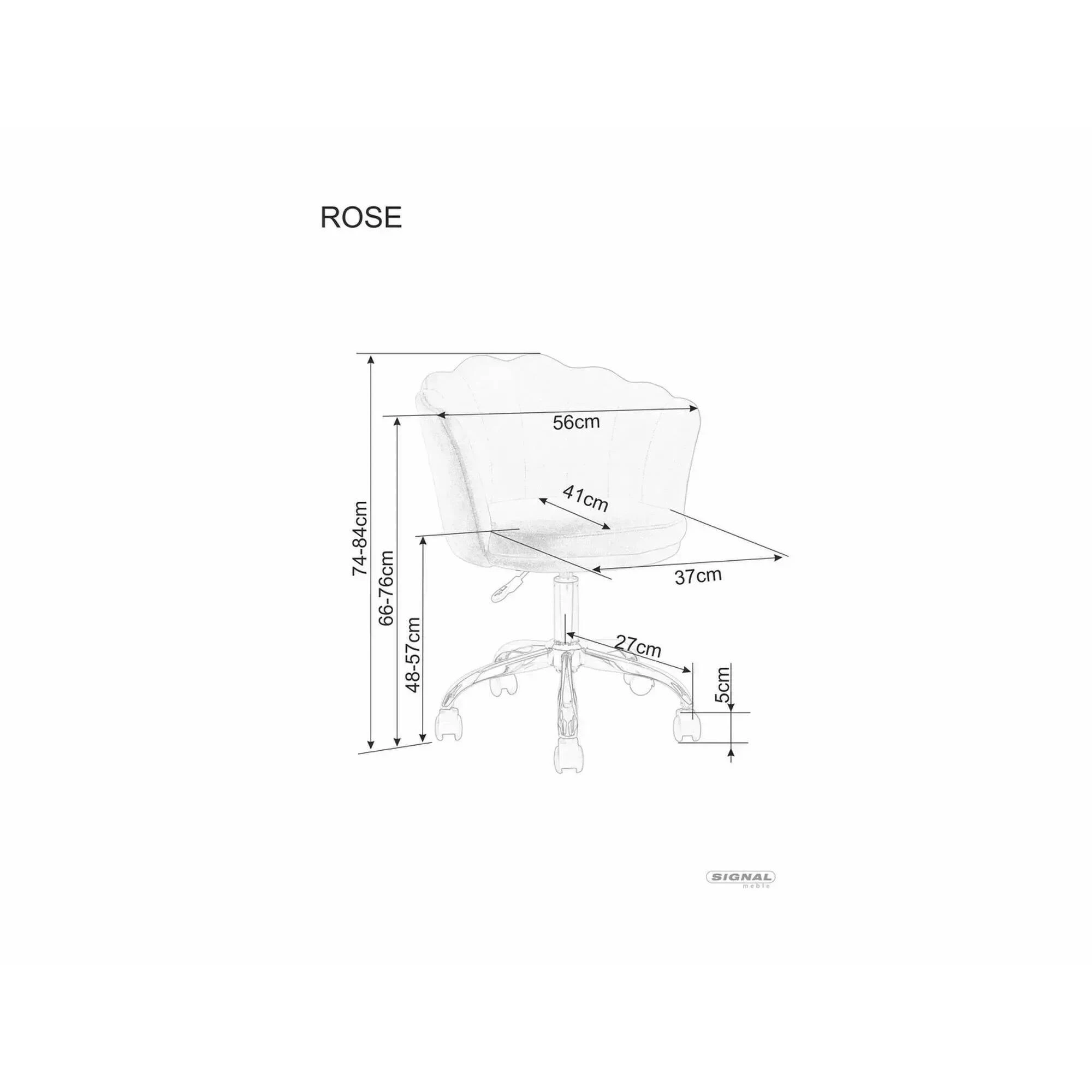 Крісло комп'ютерне (офісне) Signal ROSE VELVET Сірий OBRROSEVSZ