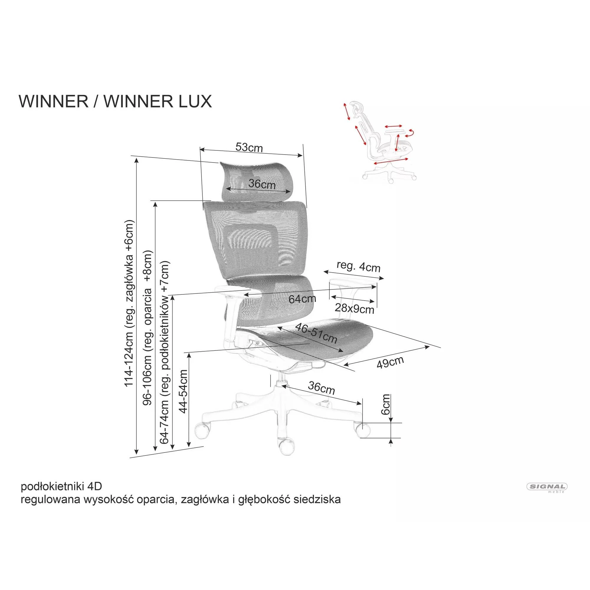 Крісло комп'ютерне (офісне) Signal WINNER LUX сіре/хром OBRWINNERLUXSZ