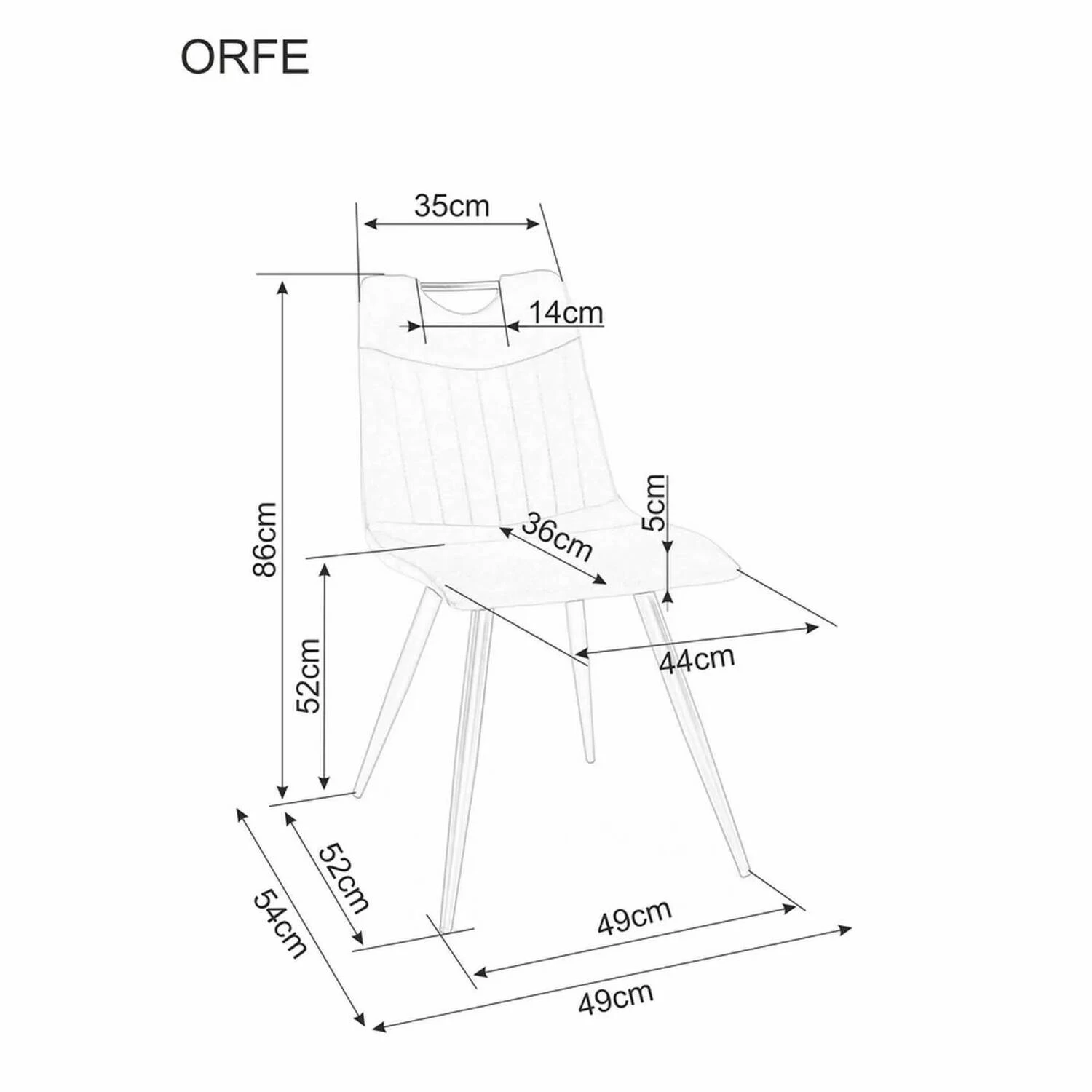 Стілець обідній Signal Orfe Sztruks чорний метал/коричнева fjord 47 тканина