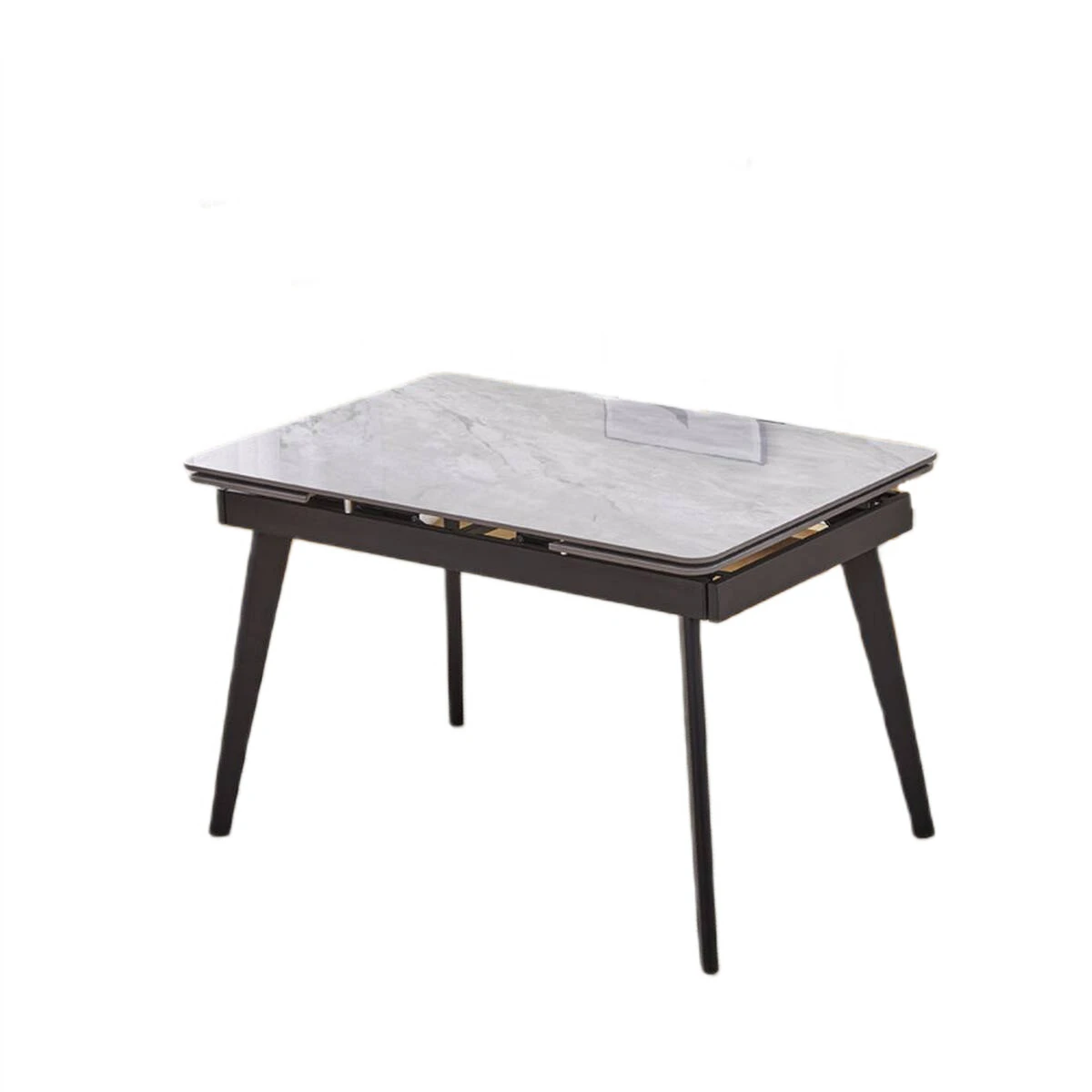 Стіл обідній розкладний Oslo Ceramic 120-180x80x76 сірий глянець/чорний каркас