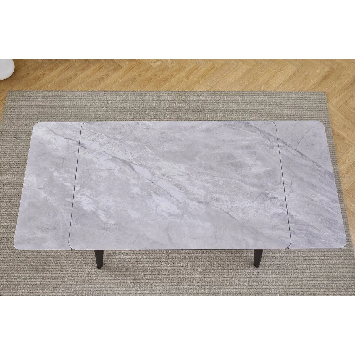 Стіл обідній розкладний Oslo Ceramic 120-180x80x76 сірий глянець/чорний каркас