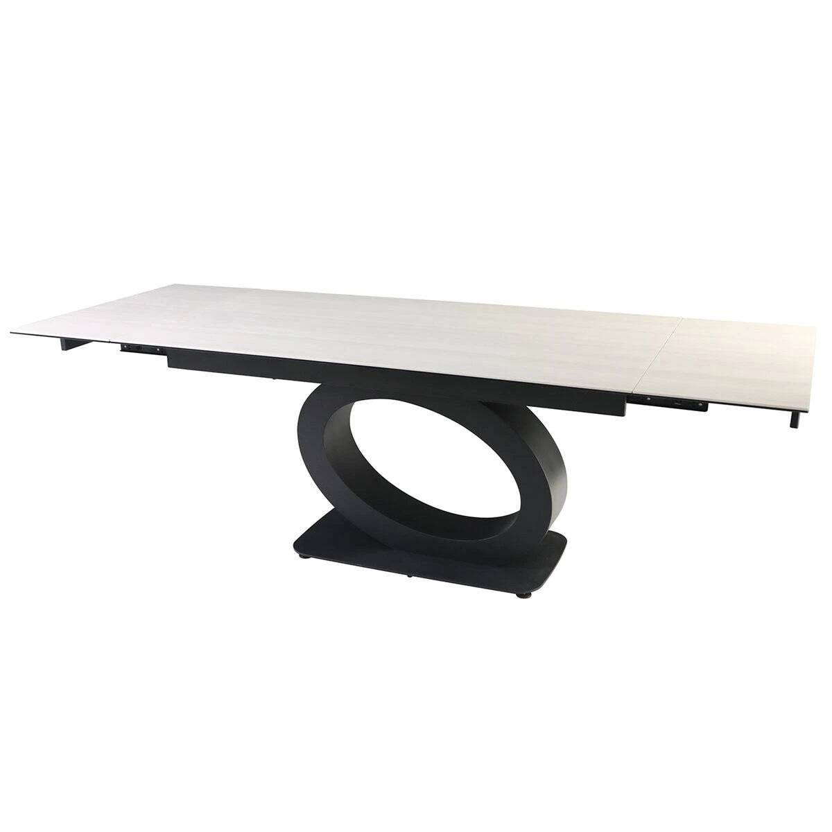 Стіл обідній розкладний Ovidio Ceramic 160-240x90x76 білий дуб/чорний каркас