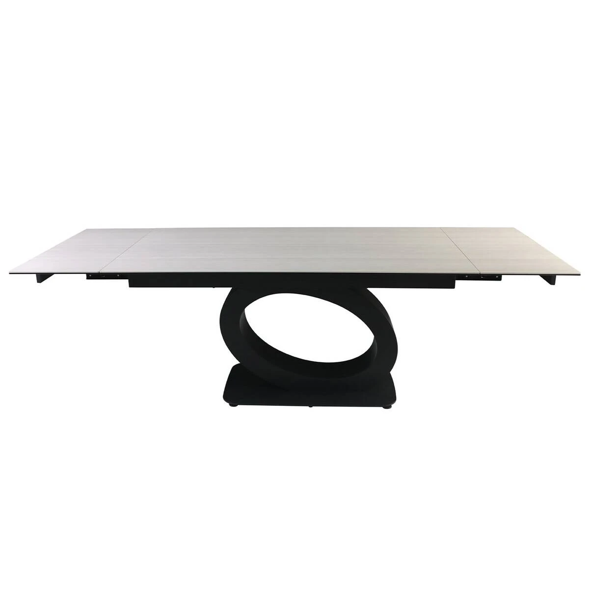 Стіл обідній розкладний Ovidio Ceramic 160-240x90x76 білий дуб/чорний каркас