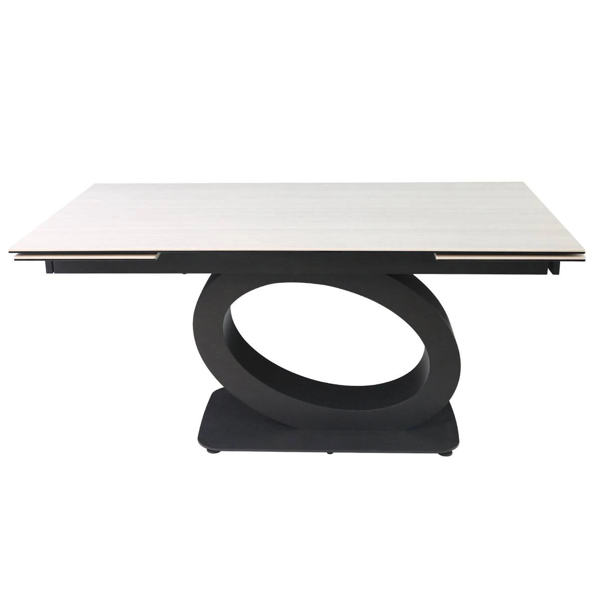 Стіл обідній розкладний Ovidio Ceramic 160-240x90x76 білий дуб/чорний каркас