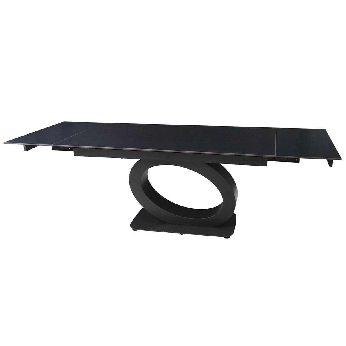 Стіл обідній розкладний Ovidio Ceramic 160-240x90x76 чорний матовий/чорний каркас