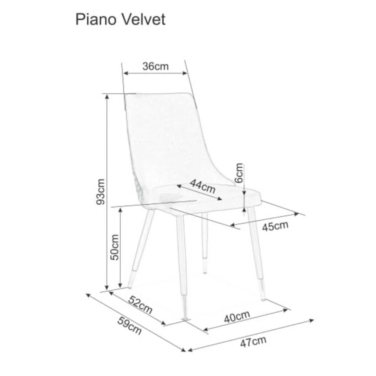 Стілець обідній Signal PIANO B MATT VELVET 79 чорний каркас/синій PIANOBMVCGR