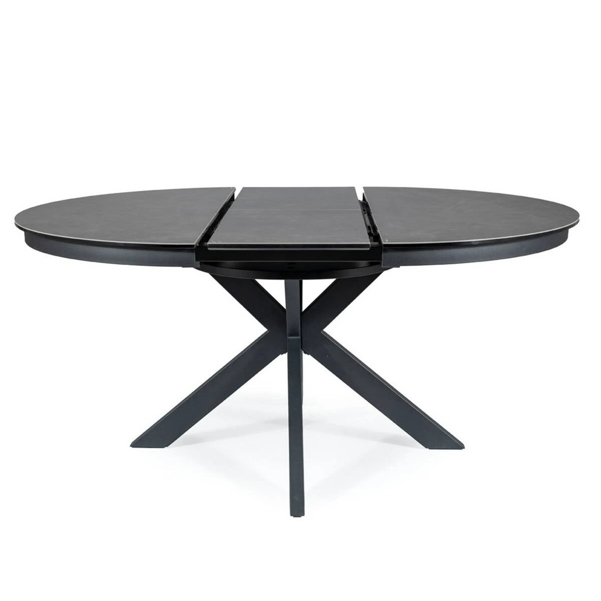 Стіл обідній розкладний Signal Porto Ceramic 120-160x120x76 тем.сірий ефект мармуру/чорний матовий