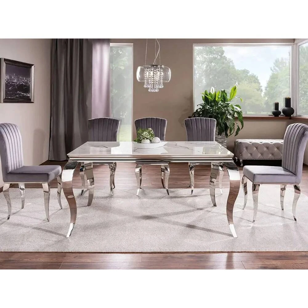 Стіл обідній Signal Prince Ceramic 180x90x75 білий calacatta/хром