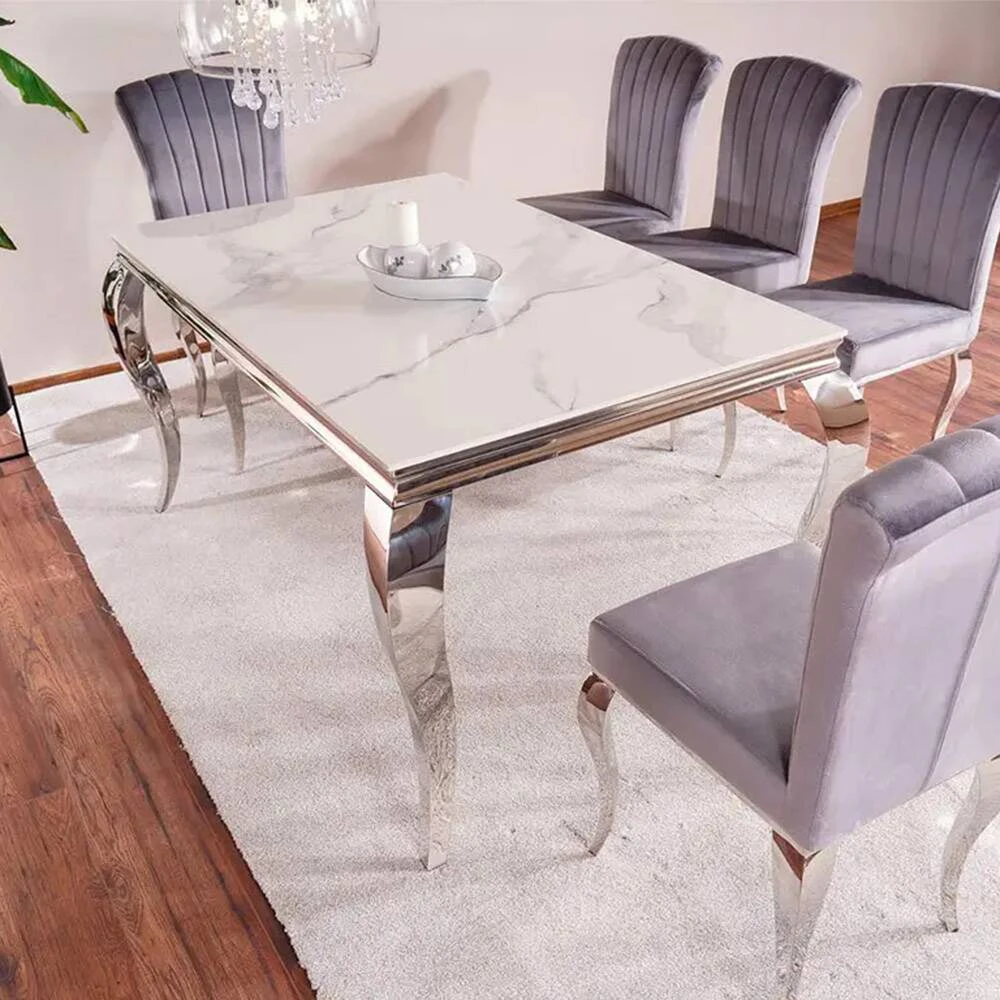 Стіл обідній Signal Prince Ceramic 180x90x75 білий calacatta/хром