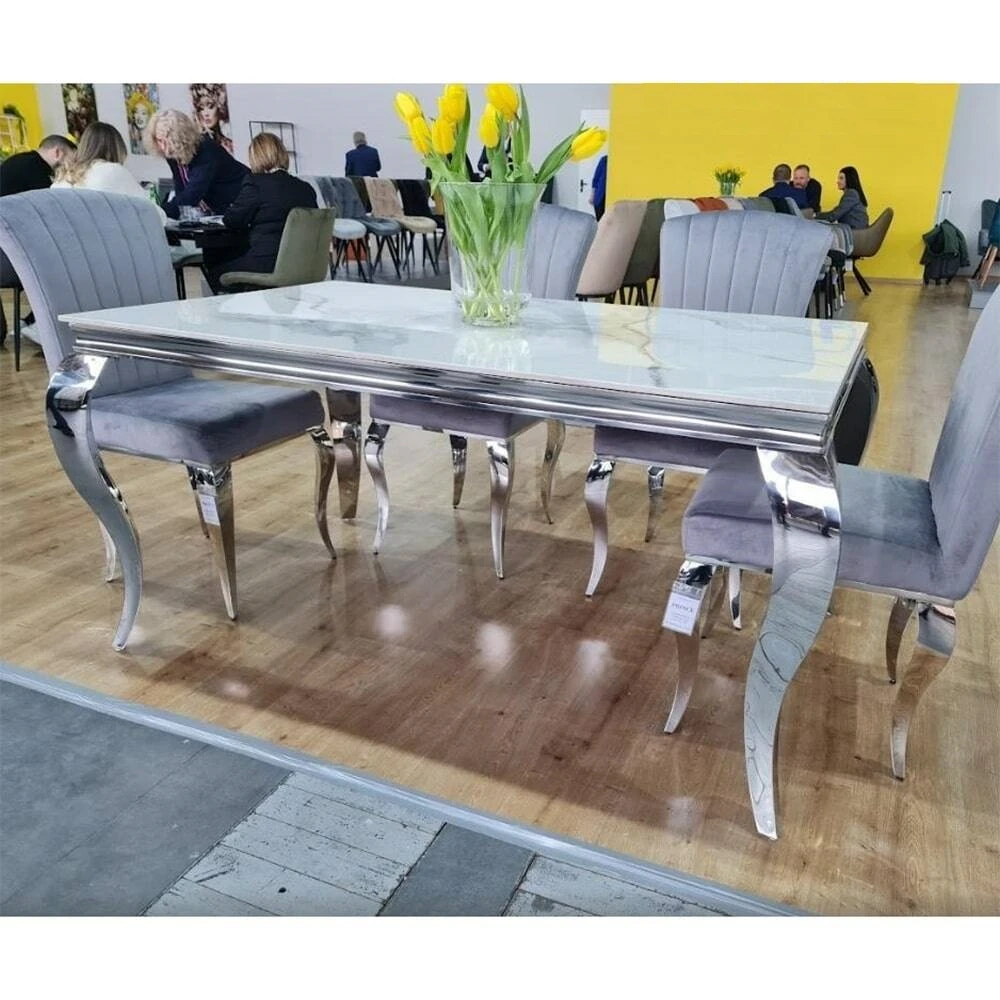 Стіл обідній Signal Prince Ceramic 180x90x75 білий calacatta/хром
