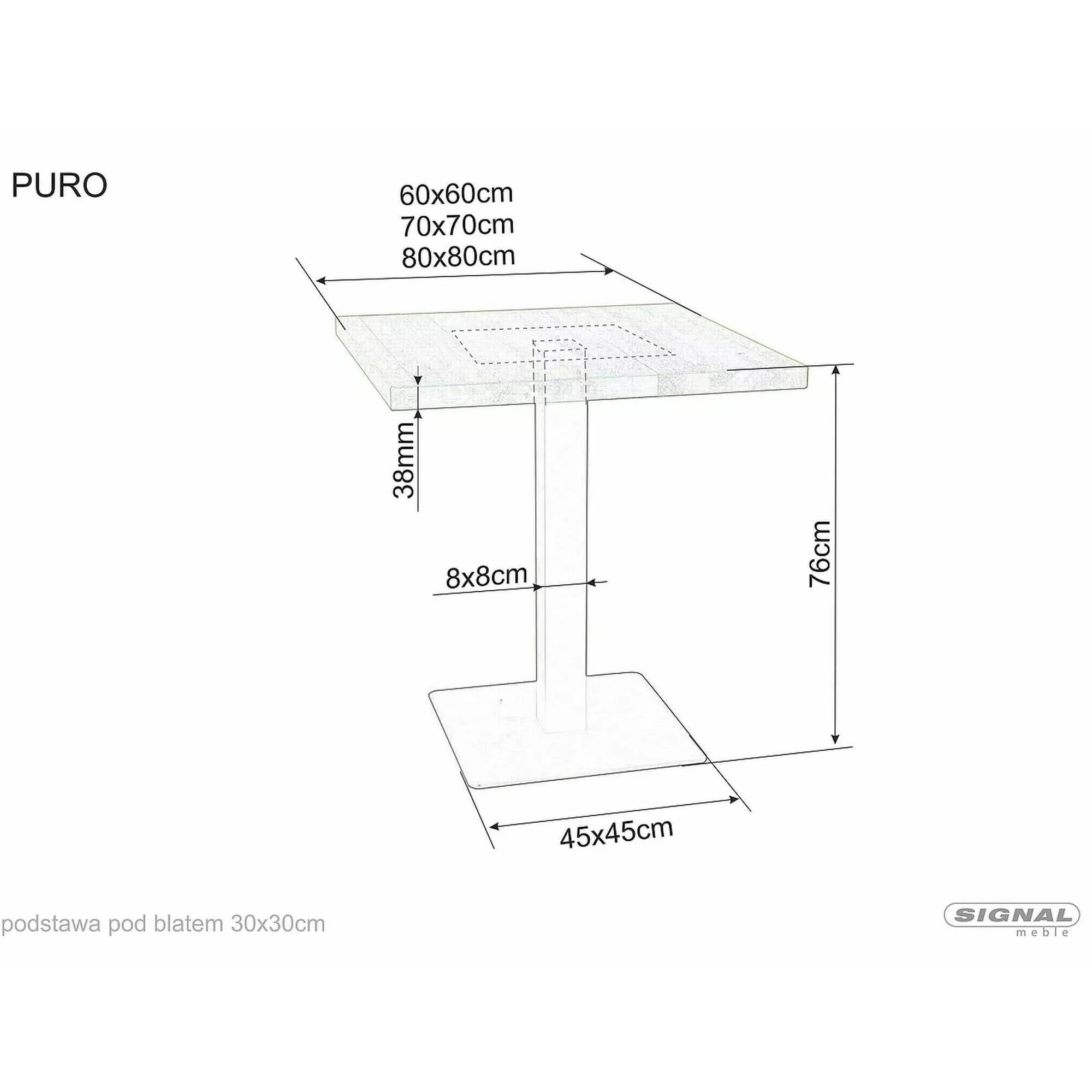 Стіл обідній Signal PURO LAMINAT дуб/чорний 60x60 PUROLAMD60
