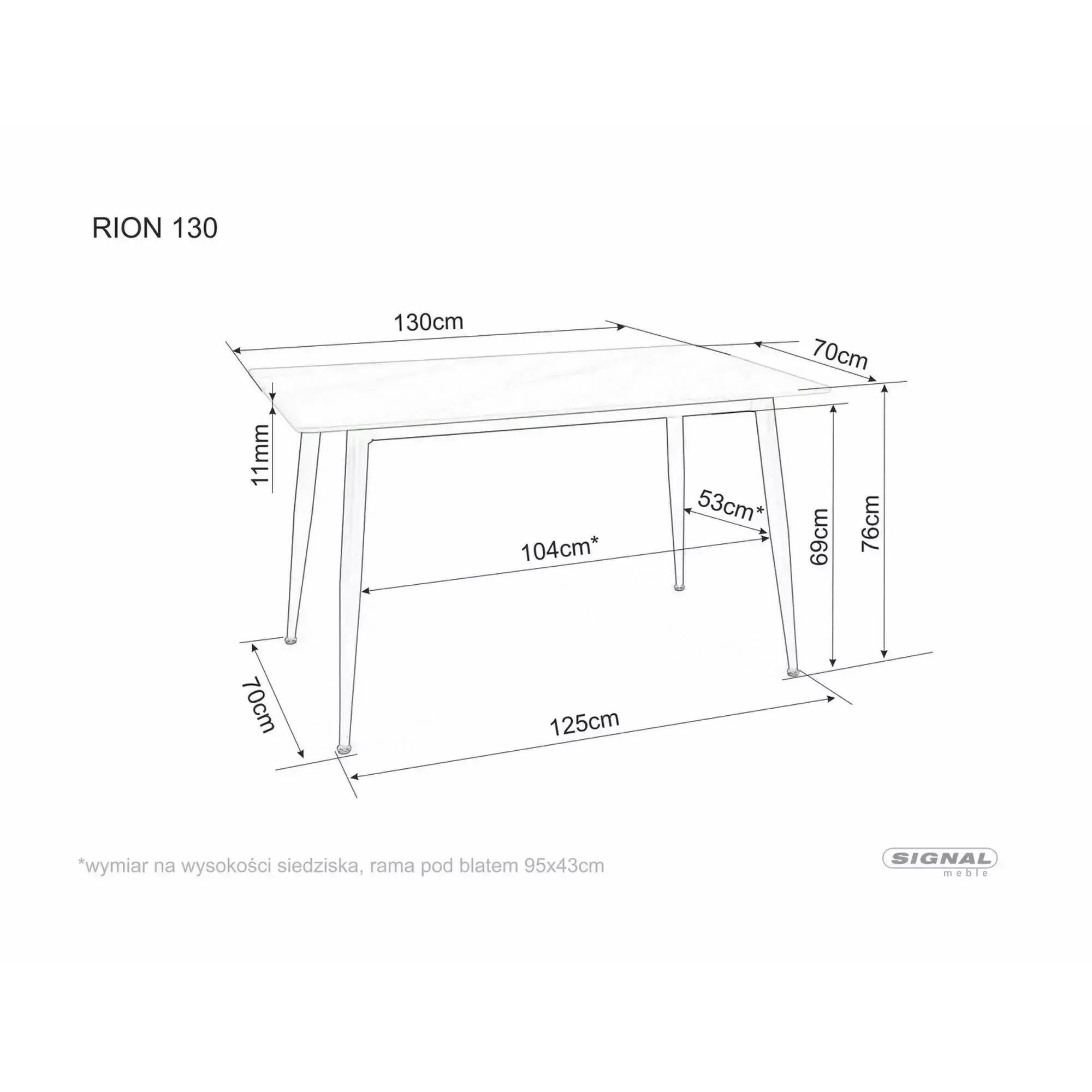 Стіл обідній Signal RION 130*70 чорний RIONC130