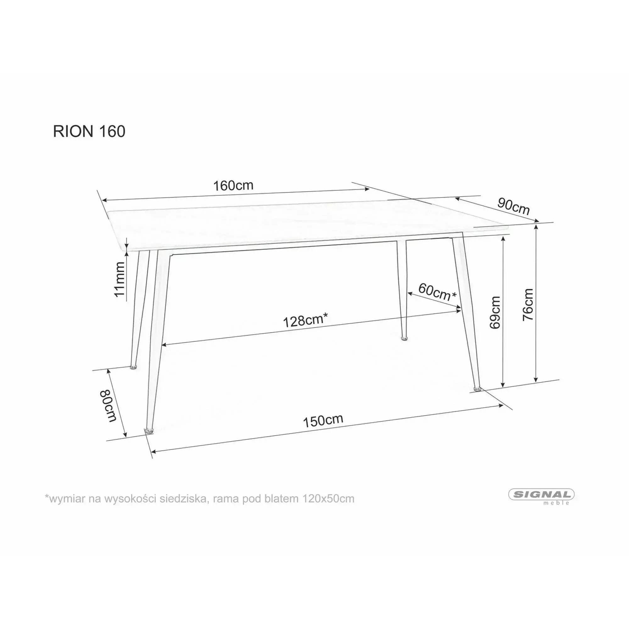 Стіл обідній Signal RION 160*90 чорний RIONC160