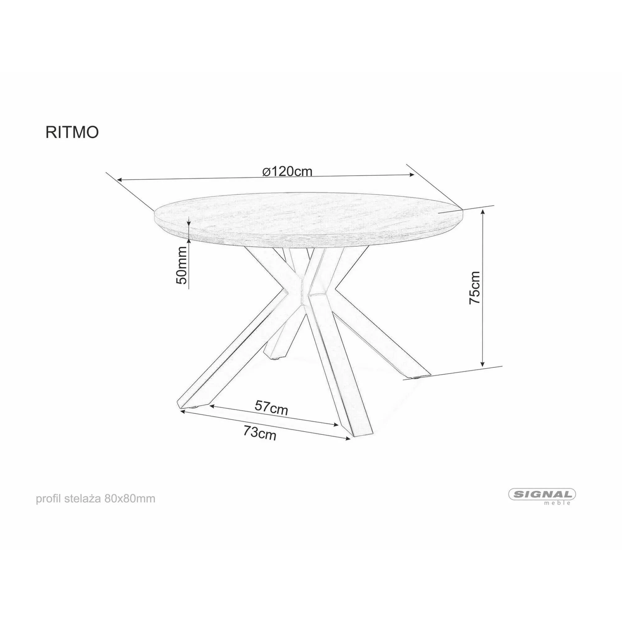 Стіл обідній Signal Ritmo 120х120 Дуб/Чорний RITMODC120