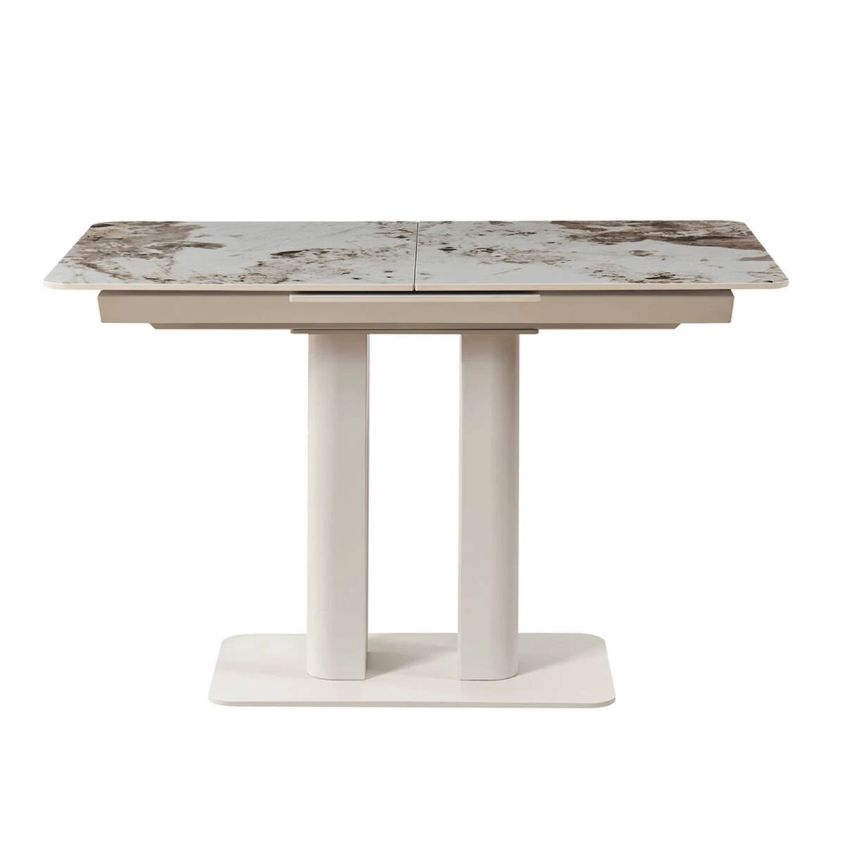 Стіл обідній розкладний Rotterdam Ceramic 120-160x75x76 білий глянець/кашемір