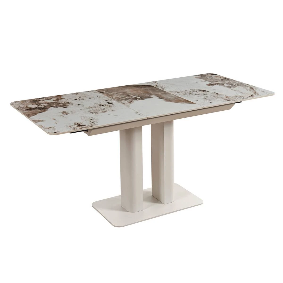 Стіл обідній розкладний Rotterdam Ceramic 120-160x75x76 білий глянець/кашемір